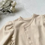 [66-90cm]パフスリーブノーカラー ロンパース - Image 2