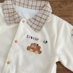 [66-90cm] チェック襟 車プリント オールインワン - Image 10