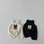 [66-90cm] 熊柄 フリース オールインワン - Image 8