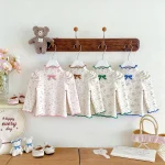 [73-120cm]Tシャツ 韓国風 小花柄 リボン 可愛い トップス - Image 7