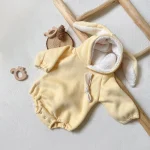 [66-90cm] ウサギ耳 フード付き ボア ロンパース - Image 4