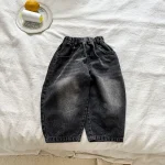 [80-150cm] バックポケットロゴ デニム パンツ - Image 13