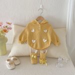 [73-110cm]セットアップ ハート付き キイロ フード付き 可愛い - Image 14