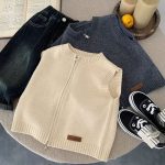 [80-150cm]シンプル ナチュラル ニット ベスト - Image 2