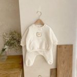 [73-100cm]セットアップ クマ柄 刺繍入り スウェット 定番 二点セット