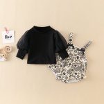 [66-90cm]サロペット&Tシャツ フラワー おしゃれ 可愛い セットアップ