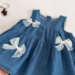 [73-120cm]デニムワンピース 蝶結び付き おしゃれ 可愛い - Image 3