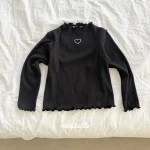 [73-120cm]ハート柄 フリル襟 トップス - Image 8