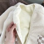 [66-90cm] もこもこ チェック ポケット ロンパース - Image 6