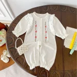 [66-100cm]オールインワン 花柄 刺繍 おしゃれ ベビー服 - Image 3