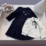 [90-140cm] フォーマル セーラー風 丸襟 シャツ/ワンピース - Image 13