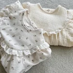 [66-90cm] 花柄 ナチュラル ロンパース - Image 4