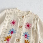 [66-90cm] 花柄 ニット ロンパース - Image 14