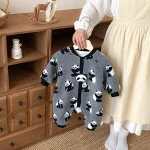 [66-90cm] パンダor犬柄 ボア オールインワン - Image 12