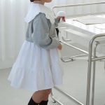 [80-120cm]折り襟 バイカラー 重ね着風 長袖 ワンピース - Image 6