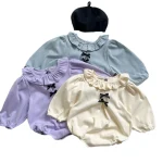 [66-90cm] リボン フリル襟 ロンパース - Image 7