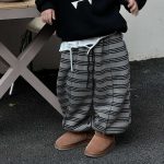 [90-160m]シンプル ボーダー柄 定番 ボトムス パンツ - Image 2