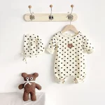 [66-90cm] ボンネット付きドット オールインワン - Image 9