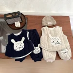 [73-110cm] ウサギ柄 ボア セットアップ - Image 9