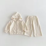 [80-130cm]セットアップ シンプル フード付き カジュアル 二点セット - Image 8