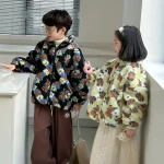 [90-150cm] 花柄 ボア アウター - Image 2