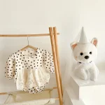 [66-100cm] ワンピース風 ドット ロンパース - Image 2