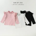 [73-110cm]シャツ 肩フリル シンプル 合わせやすい 長袖 トップス - Image 3