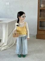 [90-140cm] イエローキャミORデニム パンツ ORベージュ トップス - Image 12