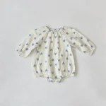 [66-90cm] ハート柄 ロンパース