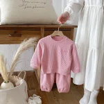 [80-130cm]セットアップ 英字刺繡 ワッフル シンプル 子供服 - Image 14