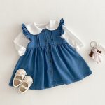 [73-120cm]ワンピース デニム フリル カジュアル ディリー - Image 9