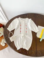 [66-100cm]オールインワン 花柄 刺繍 おしゃれ ベビー服 - Image 4