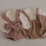 [66-90cm]INS映え 可愛い フリル  ニット サロペット