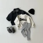 [66-100cm] スリム コットン ストライプ ベビー ロング パンツ - Image 5