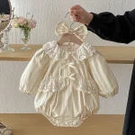 [66-140cm]ロンパース or ワンピース レース襟 リボン おしゃれ - Image 8