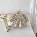 [73-110cm]ワンピースレース襟 ドットリボン おしゃれ - Image 3