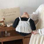 [66-90cm]レイヤード レース ロンパース - Image 6