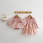 [66-130cm]ロンパース or ワンピース パフスリーブ 女の子 可愛い ベビー服 - Image 5