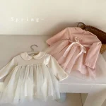 [73-100cm]ロンパース 丸襟 チュール リボン おしゃれ - Image 3
