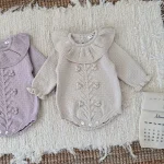 [66-90cm]韓国風 フリル花柄 ロンパース