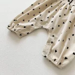 [66-100cm]オールインワン 丸襟 ハート柄 おしゃれ ロンパース - Image 6