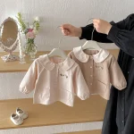 [73-110cm]シャツ 丸襟 花刺繡 シンプル 定番 ディリー - Image 8