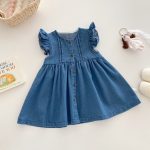 [73-120cm]ワンピース デニム フリル カジュアル ディリー - Image 8