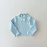 [73-120cm]リボン フリル インナー シャツ - Image 2