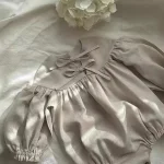 [66-90cm] リボン パフスリーブ ロンパース - Image 6