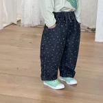 [80-150cm]デニム パンツ ハート柄 カジュアル 履きやすい - Image 2