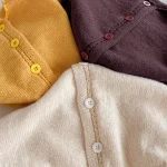 [80-130cm] クールネック シンプル カーディガン