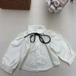 [90-140cm] フォーマル セーラー風 丸襟 シャツ/ワンピース - Image 3