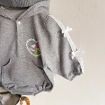 [66-90cm] リボン ハート柄 ロンパース - Image 11