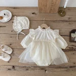 [66-90cm] 肩フリル レース ロンパース - Image 10